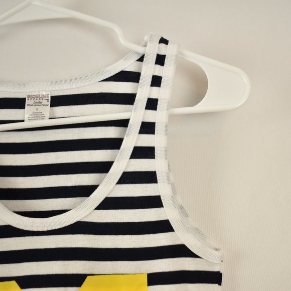 Sideline Apparel Large University of Michigan Black and White Striped Tank Top - Picture 4 of 8